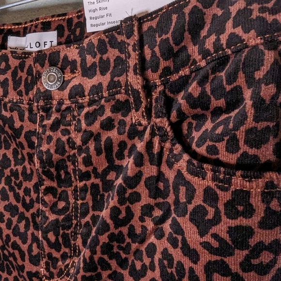 NWT Loft leopard print cord skinny pants - Picture 3 of 10